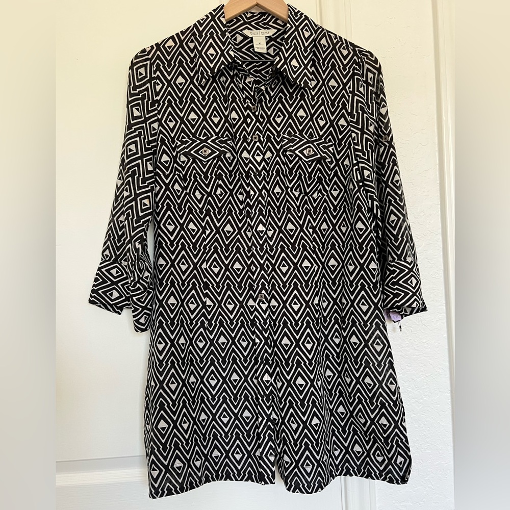 Silk /Cotton Tunic by WhiteHouseBlackMarket | black & white | M